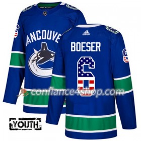 Adidas Maillot de Hockey Vancouver Canucks Brock Boeser 6 2017-2018 Bleu USA Flag Fashion Authentic - Enfant